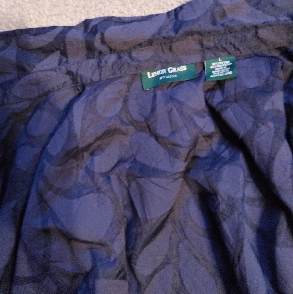 Lemon Grass Studio Large Blue Crinkled Shirt - Picture 8 of 13